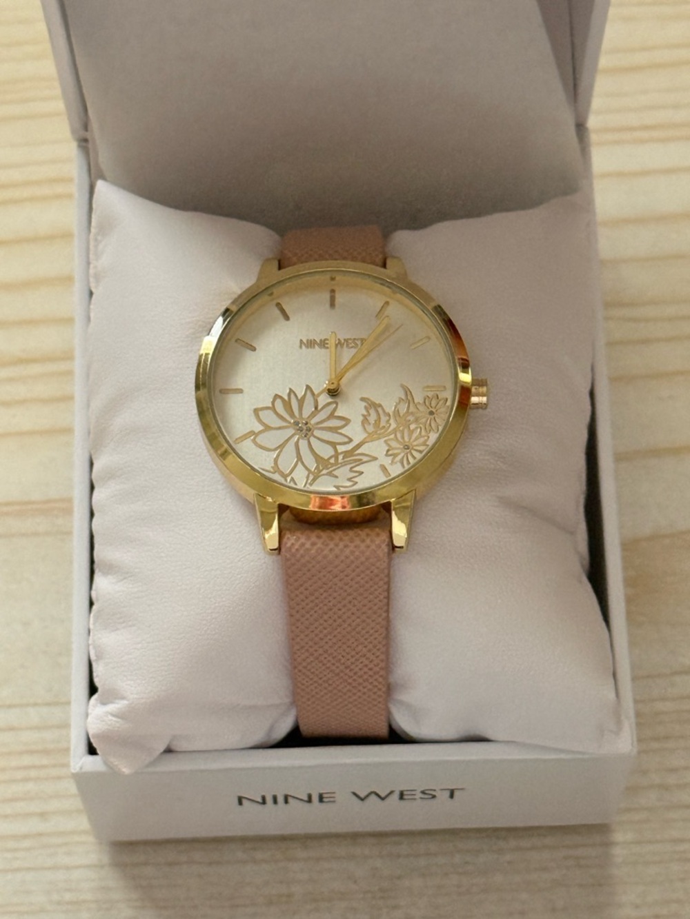 Nine West Women’s Watch Pink and Gold Florals Pink Strap NW2884